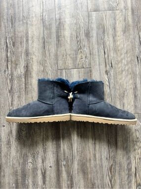 UGG Navy Suede Shearling Ankle Slippers